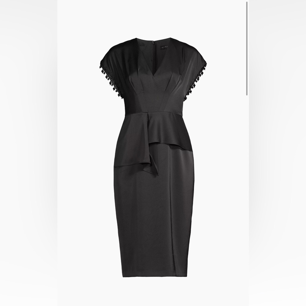 Beaded black satin dress from Saks Fifth Avenue